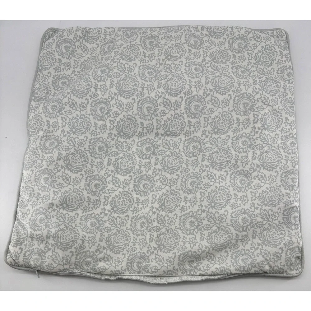 Tahari Teal Gray‎ White Paisley Pillow Cover 20 inch Cotton 18x18